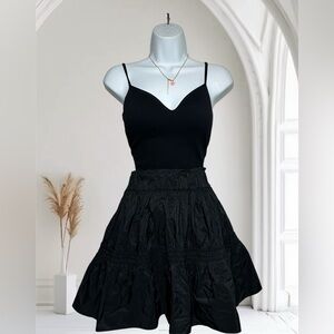 H&M Size Small Summer Black Tiered Skirt Elastic Waist Flowy Cottagecore Boho